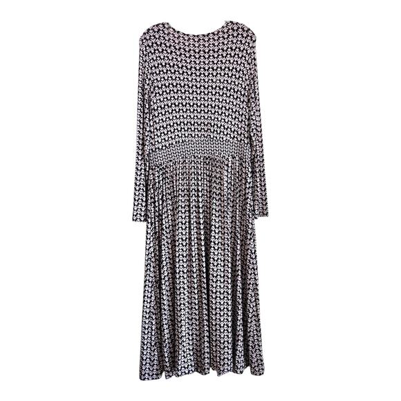 BODEN Women's 10 Thea Dress Pink Black Geometric Midi Long Sleeve Jersey Knit - Picture 7 of 8